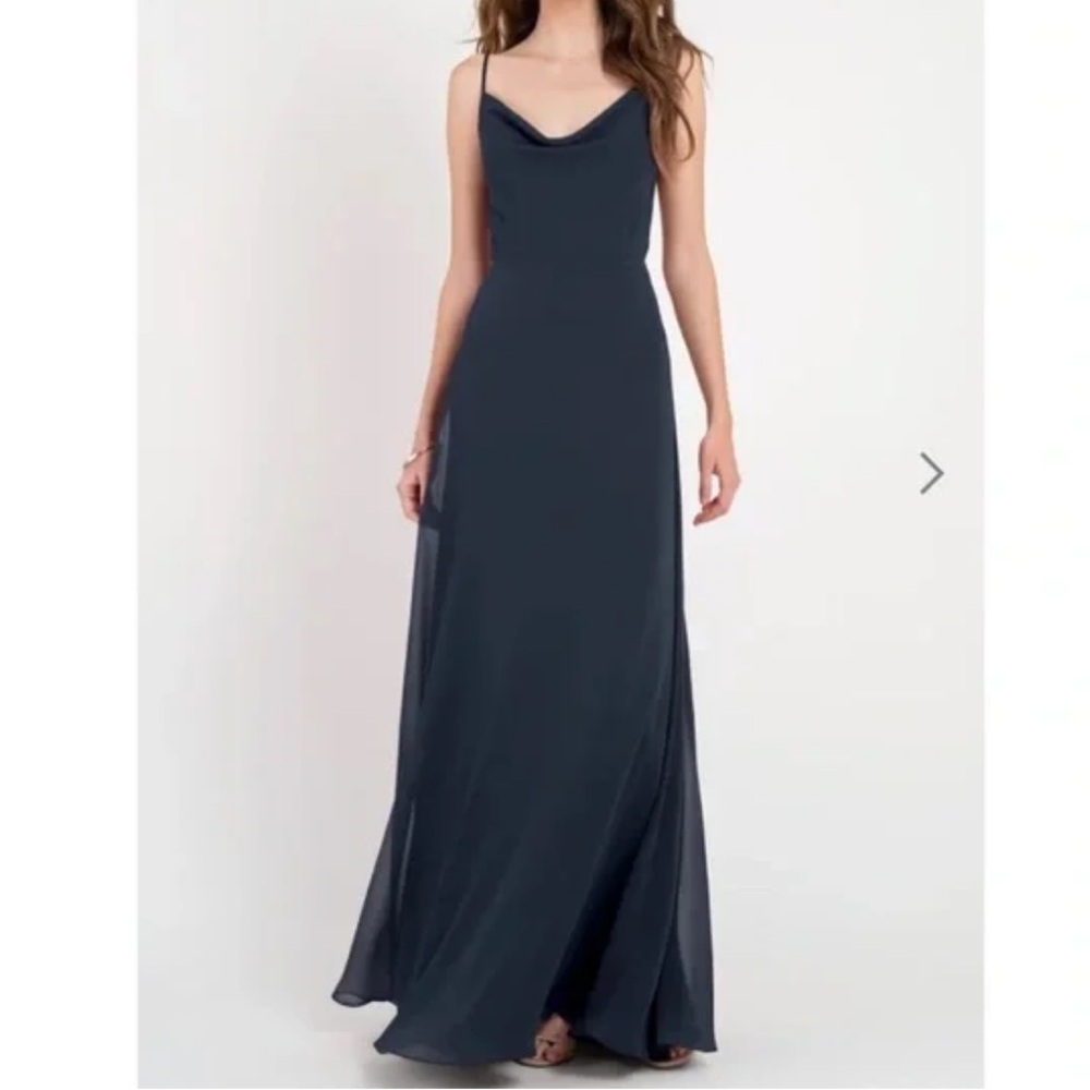 Jenny Yoo Navy Cowl Neck